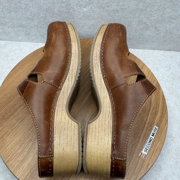 Dansko Mary Jane Clogs 36 Brown Leather Buckle Strap Comfort Boho Mules Comfort - Picture 6 of 9